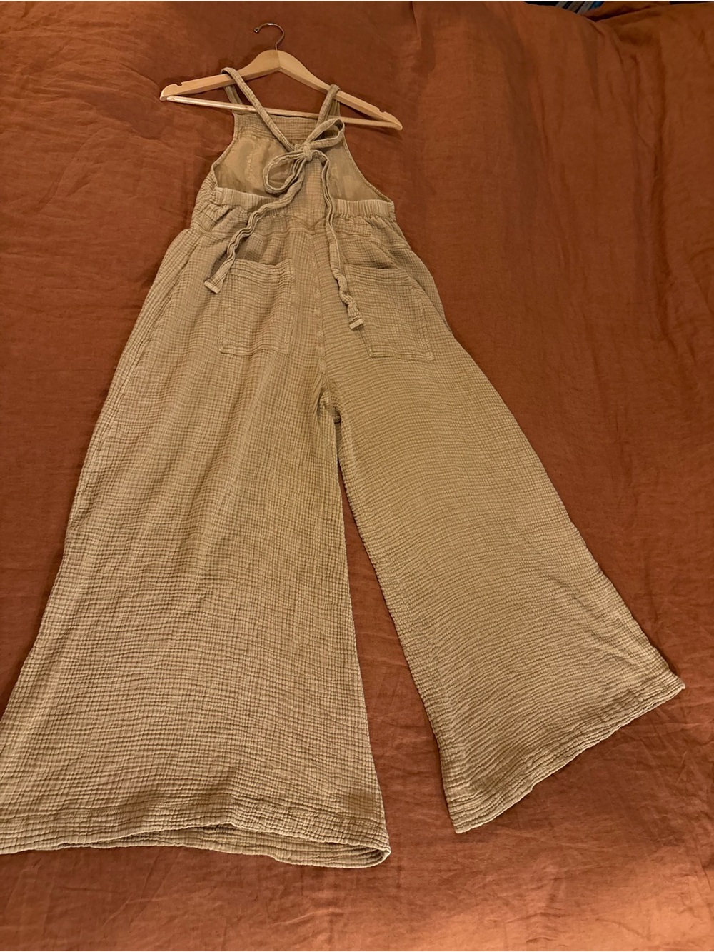 Free People Cyprus Ave Mustard Wide-Leg Cotton Overalls SZ XS - Picture 12 of 16